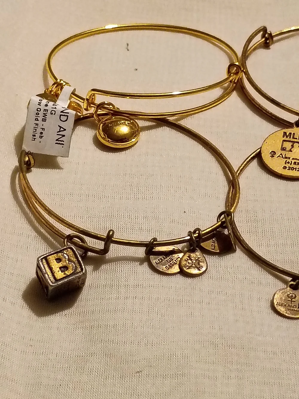 Alex and Ani Gold Tone Charm Bangle Set - Gold Lot Of 6